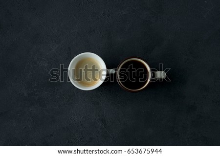 Coffee Cup card for inscriptions wishing good morning on a black background.