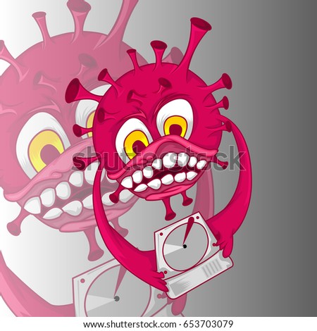 cute monster vector character design, virus cartoon