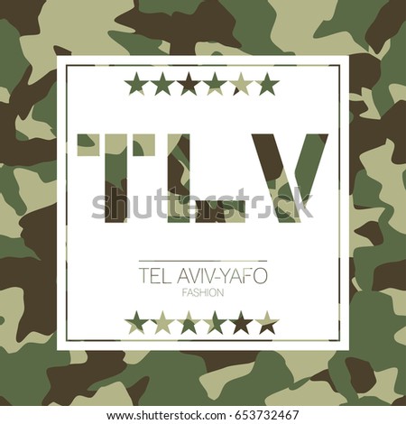 Tel Aviv-Yafo, Israel camouflage typography. T-shirt graphics. Vector