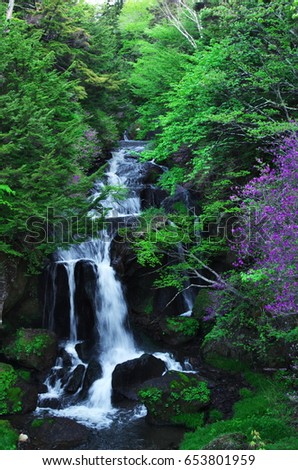 Ryuzu Falls (Dragon's Head Waterfall)  at Nikko National Park, Tochigi Prefecture, Japan. June 4, 2017.