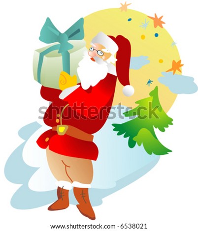 Santa with gift box