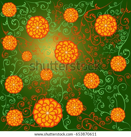 Background with flowers and pattern