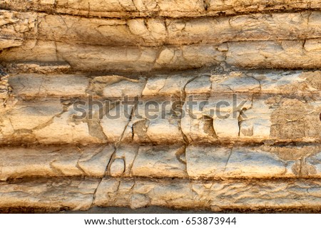 Layer of sedimentary rocks Royalty-Free Stock Photo #653873944