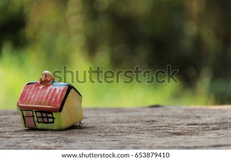Image for property real estate investment concept.
miniature house on wooden blurred background.
(selective focus)