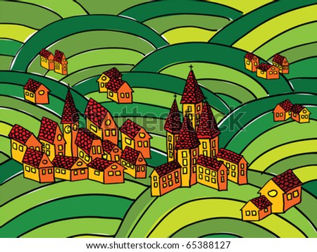 houses background, abstract vector art illustration