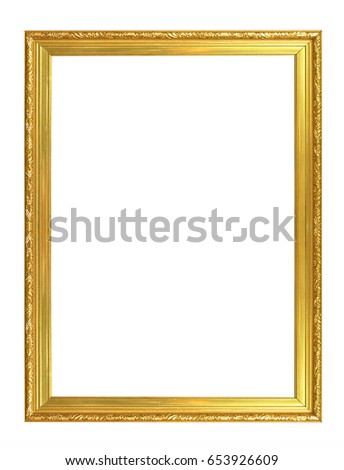 Gold frame isolated white background. (Gold Picture Frame)