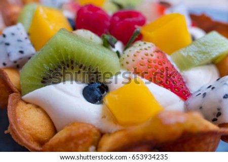 Close up of mixed deliciously looking mixed fruits salad