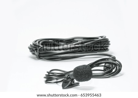  tie-clip on microphone , black color , white background