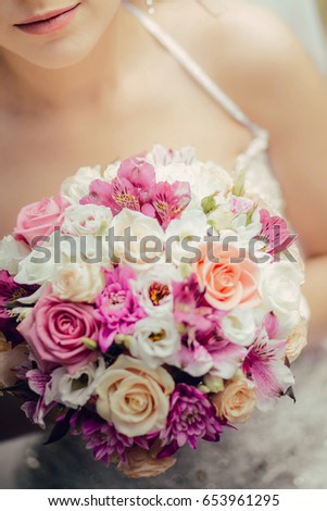 Wedding bouquet, bride, rose