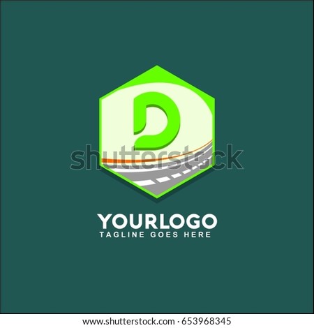 D letter highway icon flat. Green pictogram on white background. Vector illustration symbol 