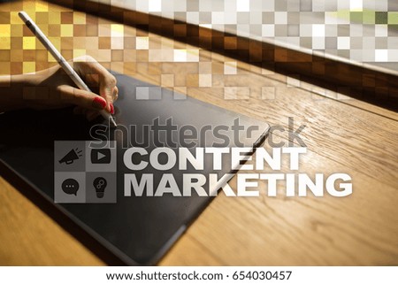 Content marketing concept on virtual screen.