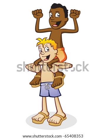 Swim Trunk Kids Cartoon Characters On Shoulders