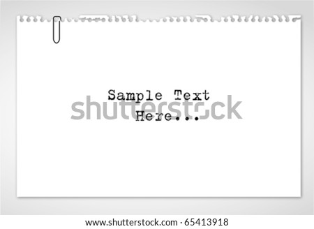 Note paper,sketch paper with paper clip on white isolated