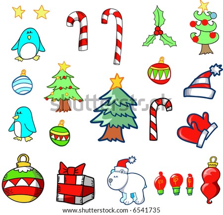 Christmas Holiday Set Vector Illustration