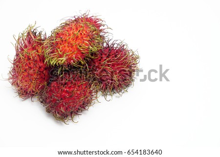 Fresh ripe rambutan isolated on white background.