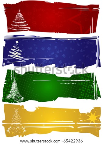 Set of four horizontal Christmas banners