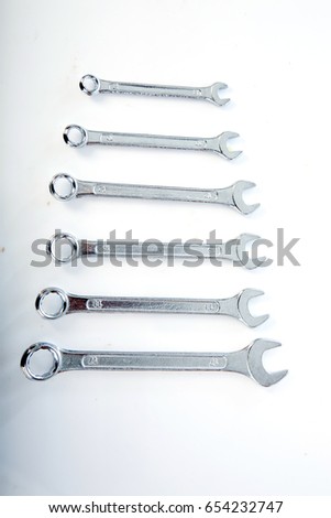 wrenchs on white background ,selective focus