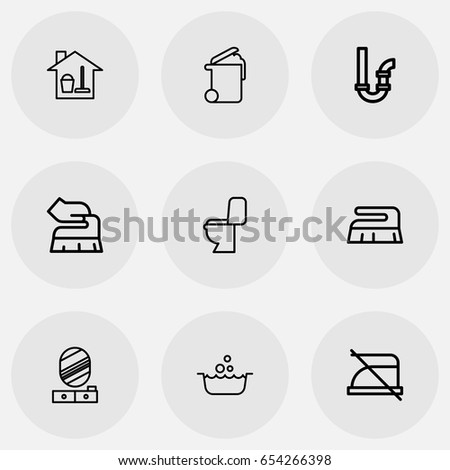 Set Of 9 Editable Hygiene Icons. Includes Symbols Such As Siphon, Brush, Cleaning Day And More. Can Be Used For Web, Mobile, UI And Infographic Design.