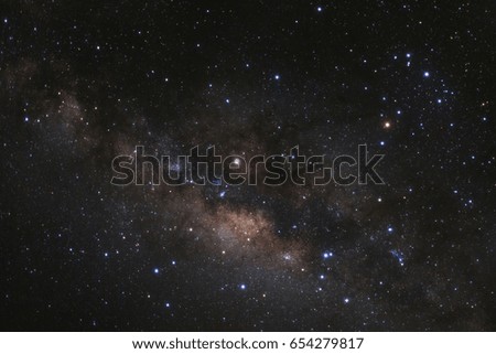 Milky way galaxy with stars and space dust in the universe, Long exposure photograph.with grain