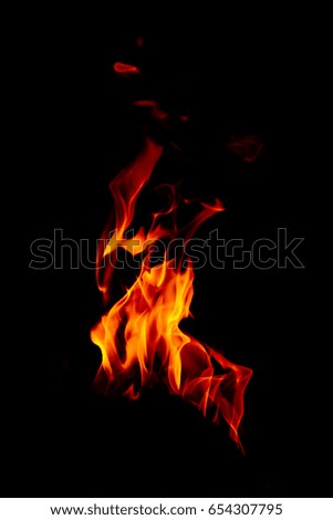 Beautifully colored fire burning with big flames