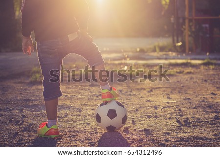  inspiration kids player football  / soft focus picture / Vintage concept