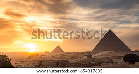 Egypt. Cairo - Giza. General view of pyramids Royalty-Free Stock Photo #654317635
