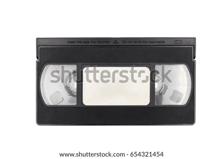 Old video cassette tape on white background.