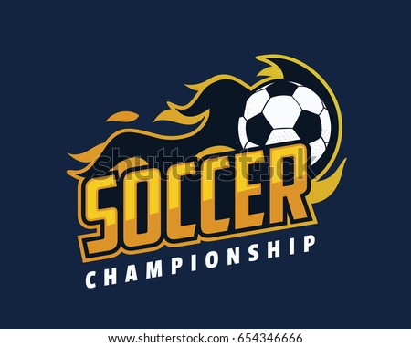 Modern Professional Sports Badge Logo - Flaming Soccer Championship