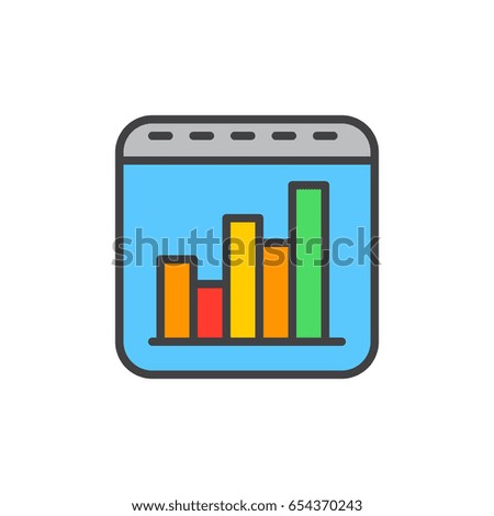 Bar chart filled outline icon, vector sign, colorful illustration 