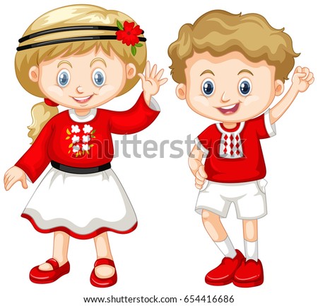 Boy and girl from Ukraine illustration
