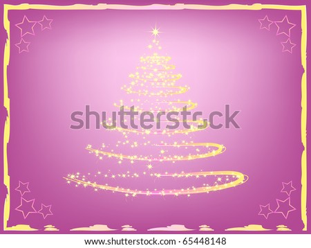 Abstract Christmas tree on the pink background