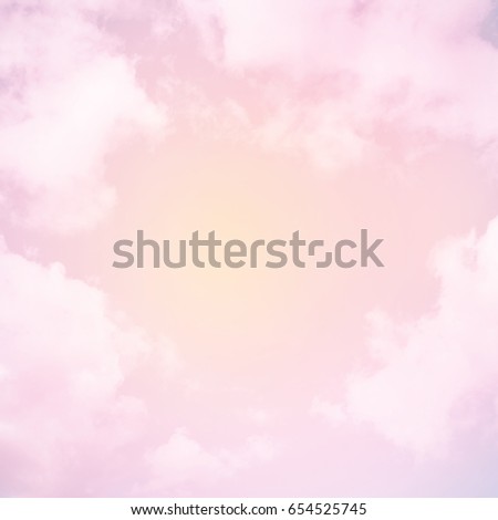 Fabulous background Sky with clouds. Beautiful Delicate Pink Sweet dreams Wallpaper. Magical Backdrop with the artistic photo processing. Wonderful Square Image with place for text in center.