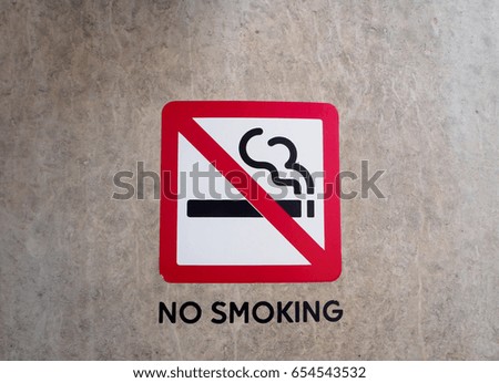 Non smoking sign, on plaster