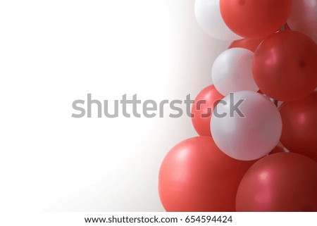 Red balloons on white background used for carnival