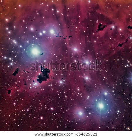 The Running Chicken Nebula, IC 2944, the Lambda Centauri Nebula is an open cluster with an associated emission nebula found in the constellation Centaurus. Elements of this image furnished by NASA.