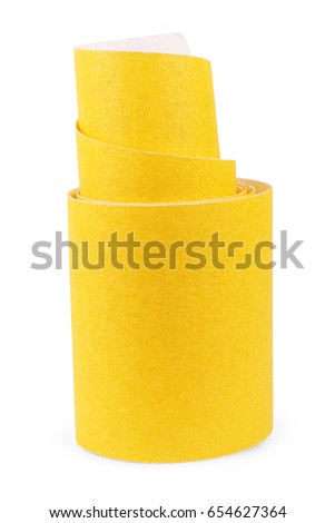 Roll of a sandpaper emery paper isolated over the white background