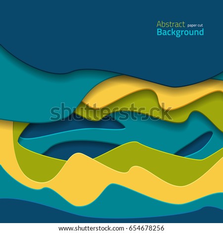Abstract paper cut background. Colorful vector illustration with 3d effect.