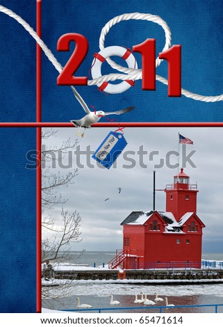 seagull with 2011 year greeting