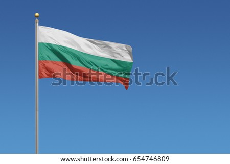 Bulgaria Flag of in front of a clear blue sky