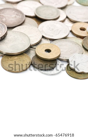 Old coins isolated on white background
