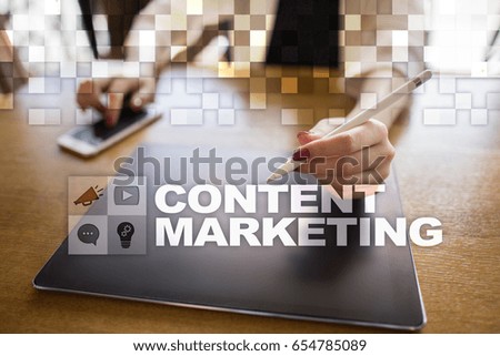 Content marketing concept on virtual screen.