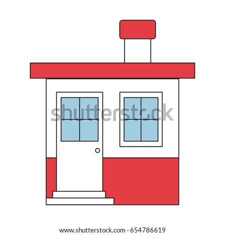 color sections silhouette of small house with chimney vector illustration