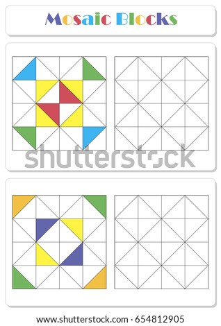 Collect the correct sequence of elements. Triangle mosaic blocks