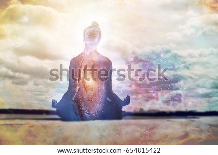 Yoga and meditation symbol Royalty-Free Stock Photo #654815422