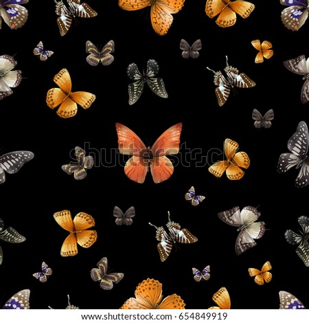 Seamless pattern from butterflies, illustration, clip-art