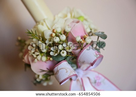 Christening candle with flowers