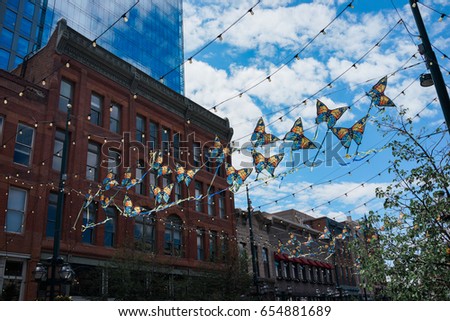 Denver Downtown Blue sky with Butterflies