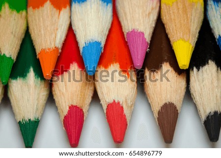 Colored pencils in macro shot
