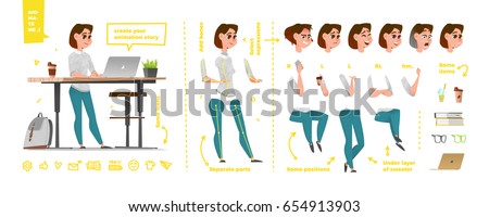Stylized characters set for animation. Some parts of body Royalty-Free Stock Photo #654913903