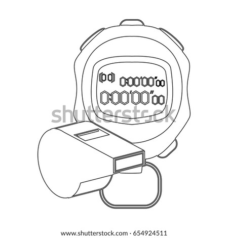 Isolated outline of a stopwatch and a whistle, Vector illustration